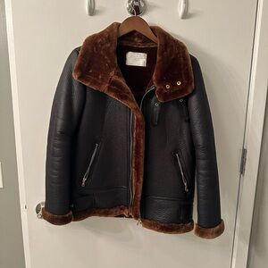 Black leather ZARA biker jacket